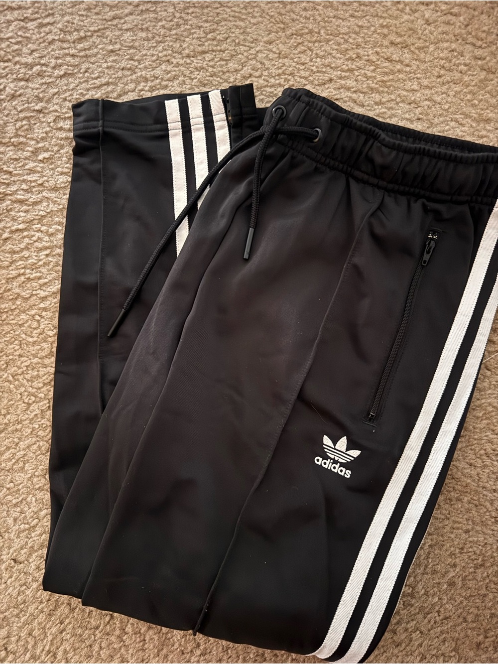 adidas originals women’s Black Three-Stripe straight leg Track Pants